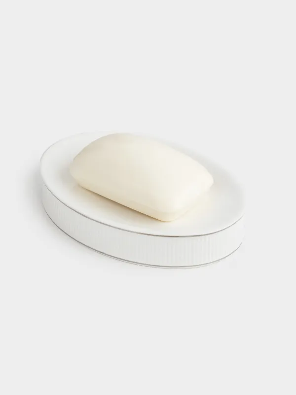Soap dish, 13x9 cm, porcelain P, oval, white and silver, Antarctica, image-5