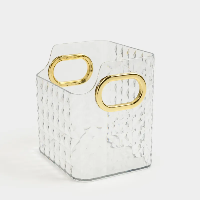 Organizer for cosmetics, 12x12 cm, with gold handles, plastic, Kandy, image-1