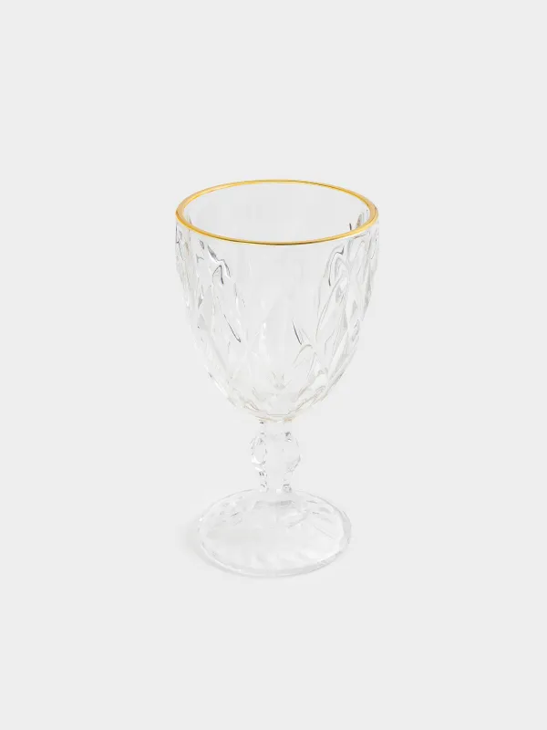 Drinking glass, 300 ml, 6 pcs, glass R, with golden edging, Rhomb gold, image-1
