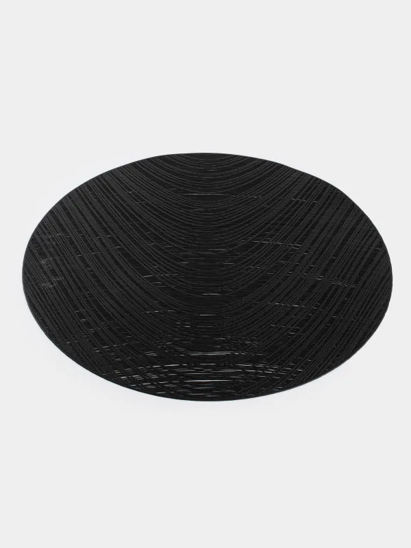 Napkin for appliances, 38 cm, PVC, round, black, Azhur Grid, image-1