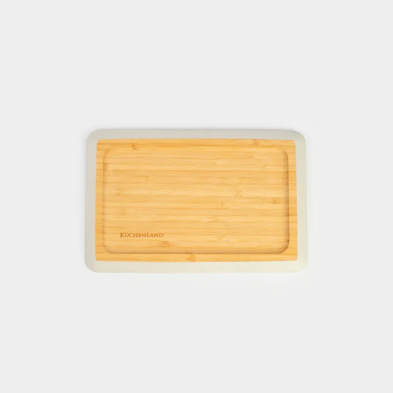 Dish, 24x16 cm, bamboo, rectangular, grey edging, Bamboo soft