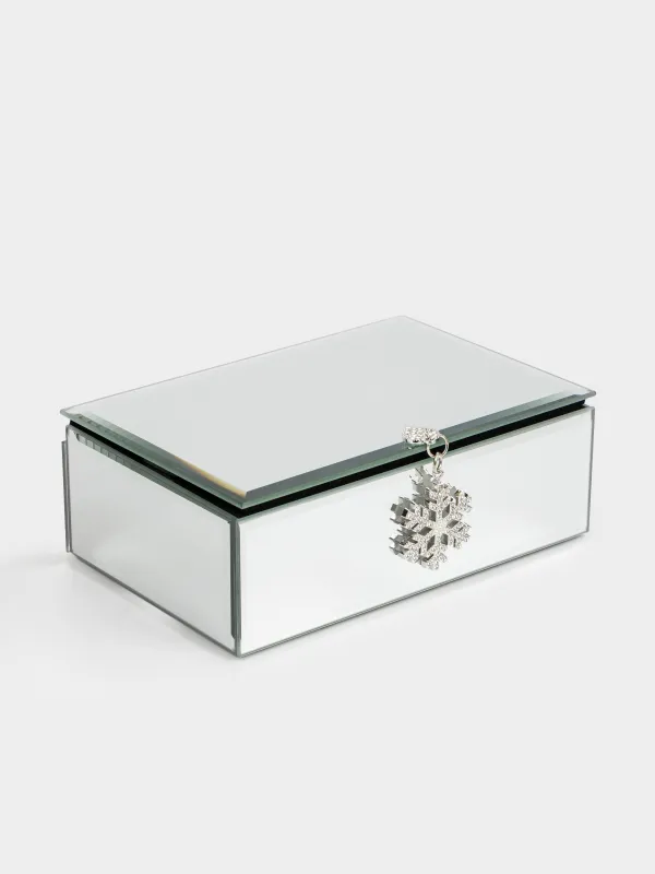 Jewelry box, 15x10 cm, glass, Mirror, Snowflake, Glossy, image-2