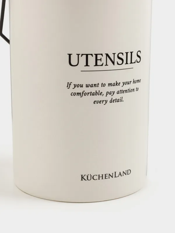 Kitchen accessories stand, 17 cm, with handle, ceramic / metal, milky, Course, image-2