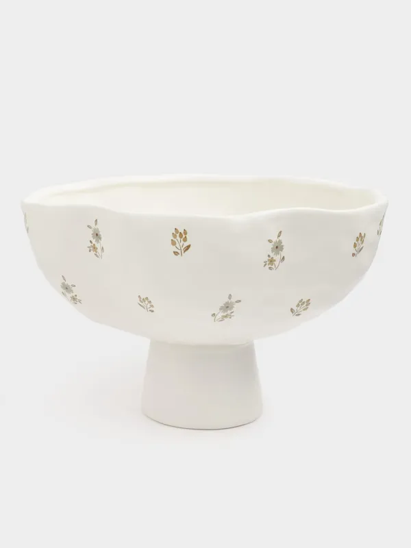 Fruit bowl, 24x15 cm, ceramic, milk, Vintage flowers, La flore, image-0