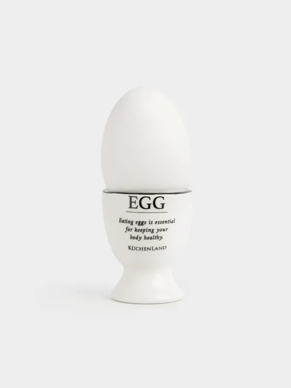 Egg stand, 6 cm, ceramic, milky, with black edging, Egg, Course, image-3