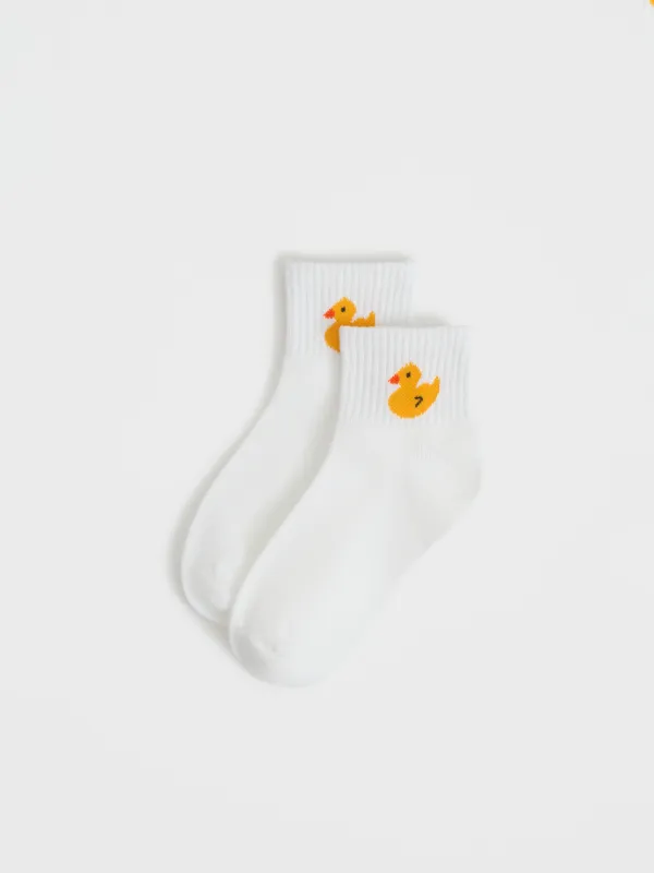 Children's socks, size 23-26, cotton / polyester, white, Duckling, Lucky, image-2