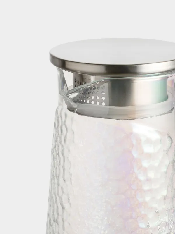 Pitcher, 1.2 l, with filter cap, used glass, mother-of-pearl, Ripply polar, image-3