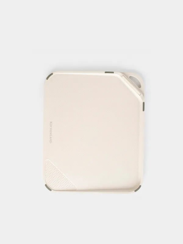 Cutting board, 23x28 cm, with sharpener / garlic grater, plastic, beige, Soft kitchen, image-1
