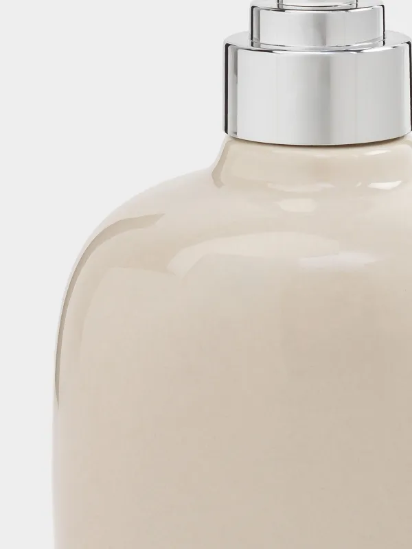 Liquid soap dispenser, 250 ml, ceramic / plastic, beige, Nira, image-4
