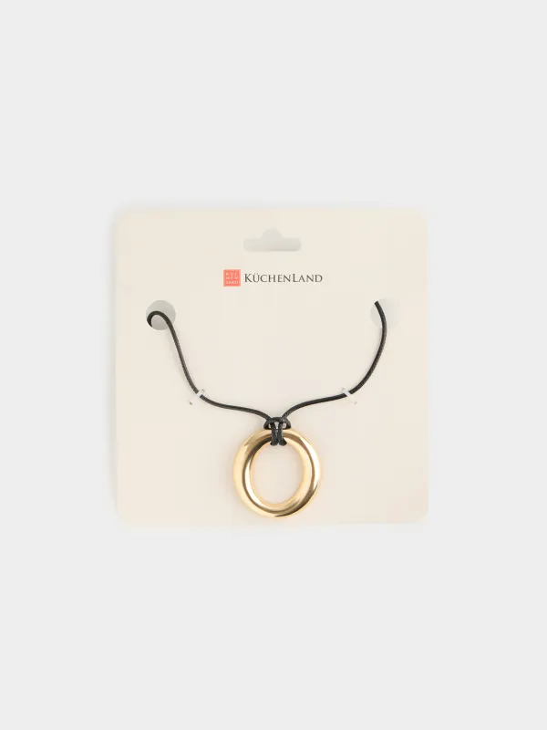 Chain-lace, 60 cm, with pendant, metal / polyester, Gold, Ring, Jewelry, image-3