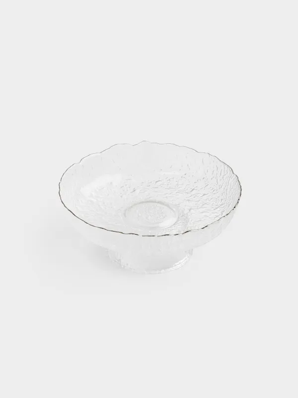 Fruit vase, 20x8 cm, on a leg, glass, with silver edging, Nautilus silver, image-2