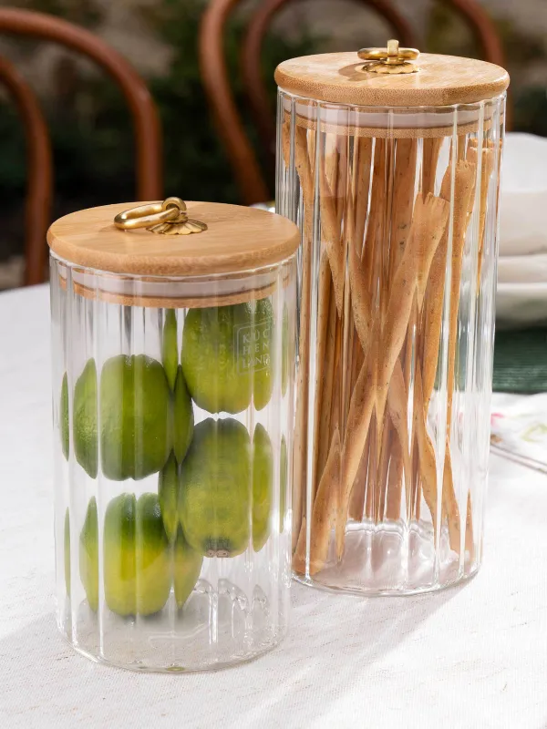 Can for bulk products, 1,1 l, glass B/ bamboo, Camellia, image-5