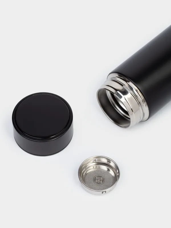 Thermos flask, 500 ml, with thermometer, steel / plastic, black, Celsius, image-3