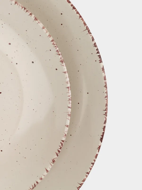 Dining set, 6 pers., 18 pr., ceramic, beige, speckled, Speckled, image-4