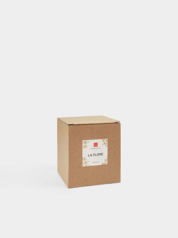 Sugar bowl, 11 cm, 370 ml, with spoon, ceramic / wood, milk, Vintage flowers, La flore, image-6