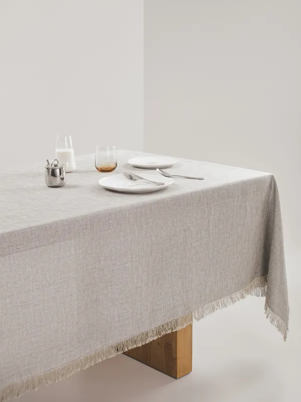 Tablecloth, 160x160 cm, fringed, polyester, grey melange, Beverin, image-6