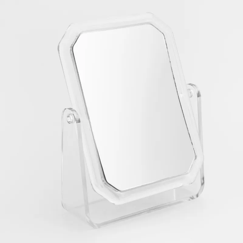 Table mirror, 14 cm, double-sided, plastic, rectangular