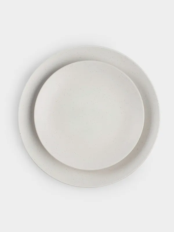 Dining set, 6 pers, 18 pr, ceramic, milk, speckled, Particle, image-2