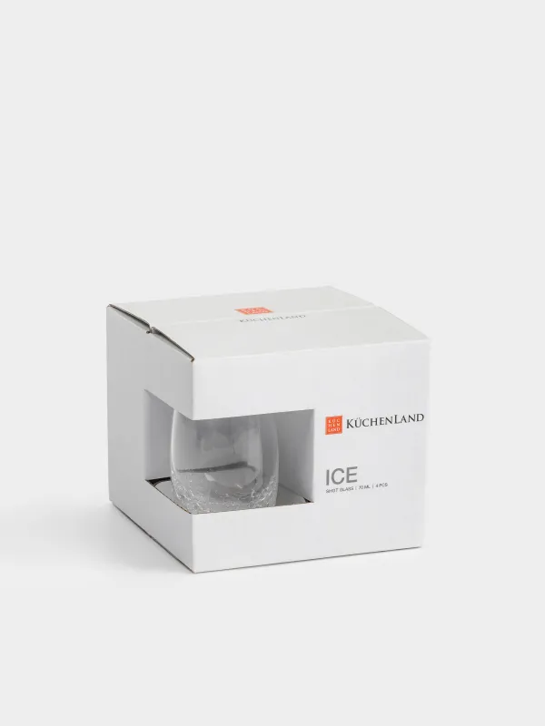 Drinking glass, 70 ml, 4 pcs, glass, Craquelure, Ice, image-3