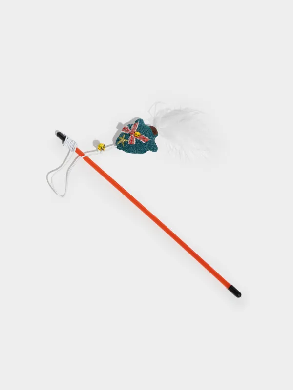 Cat fishing toy, 90 cm, with bell, Plastic / polyester, Christmas Tree, Christmas pet, image-1