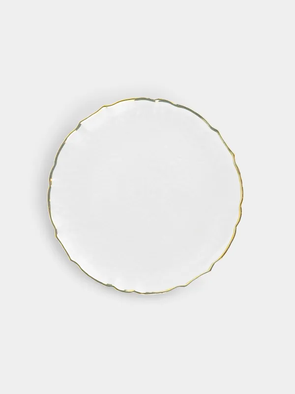 Charger plate, 33 cm, glass, with golden edging, Nautilus gold, image-0