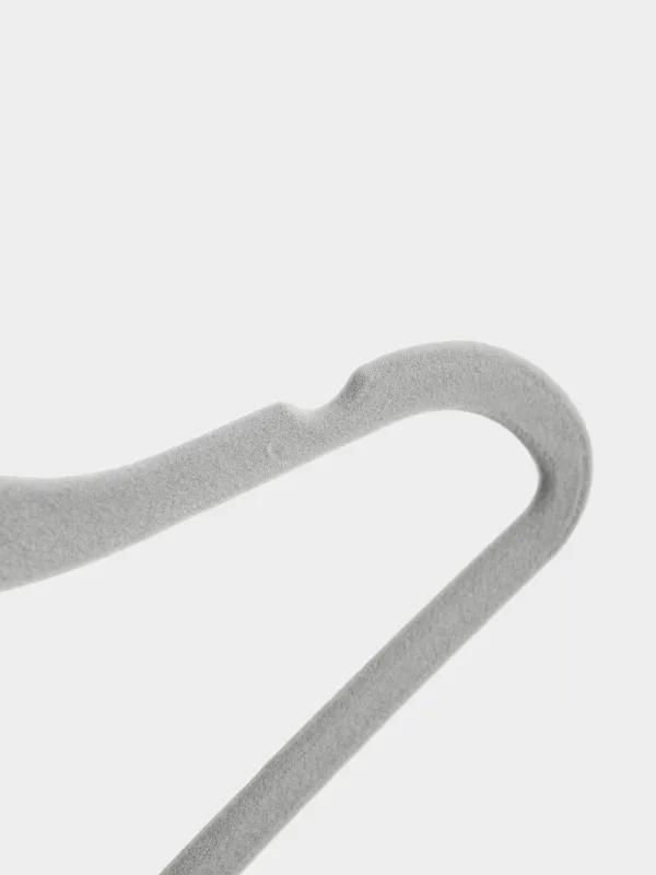 Hanger, 30 cm, 3 pcs, children's, flock, gray, Household, image-3