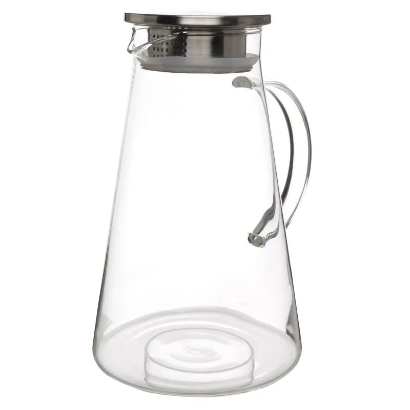 Jug, 1,7 l, with filter cover, glass B / steel, Clear, image-1