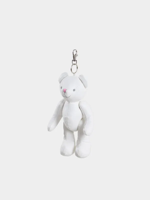Keychain, 21 cm, soft, with movable paws, PU leather / Metal, White, Bear, Bear, image-1