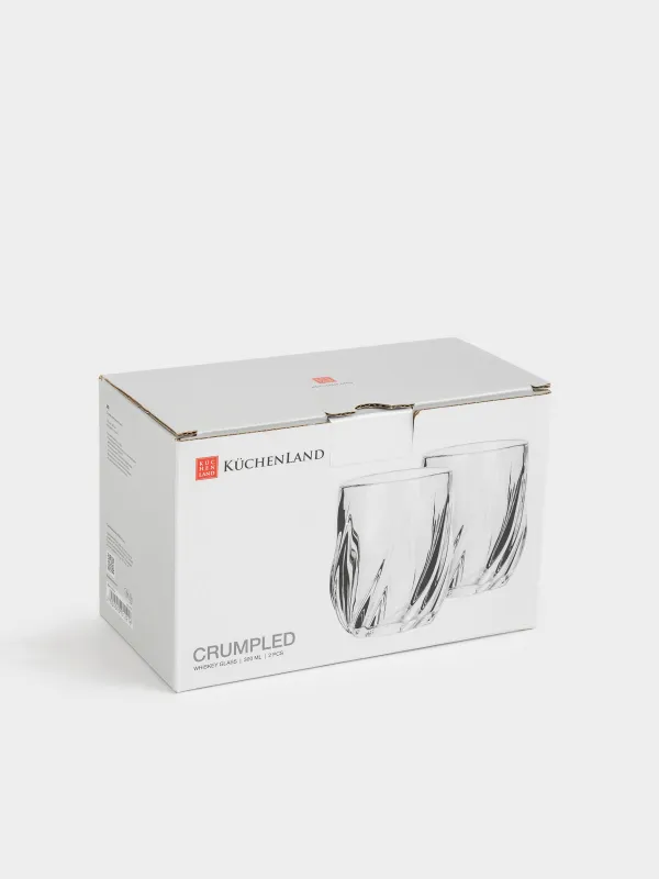 Drinking glass, 10 cm, 300 ml, 2 pcs, glass R, Crumpled, image-5