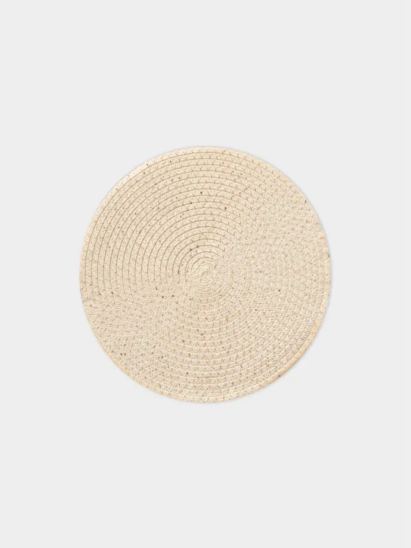 Placemat, 38 cm, paper, round, beige, Straw, image-0