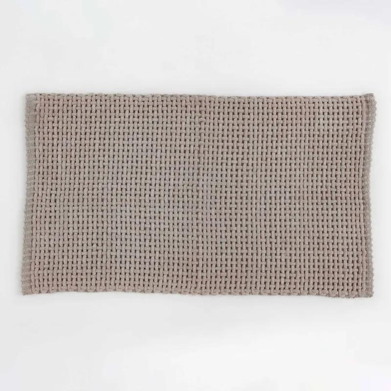 Mat, 60x110 cm, anti-slip, Polyester / cotton, beige, Grid, Cozy