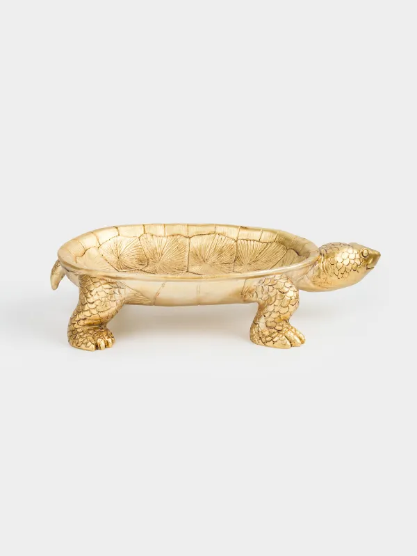 Decorative dish, 31x18 cm, polyresin, golden, Turtle, Coast, image-1