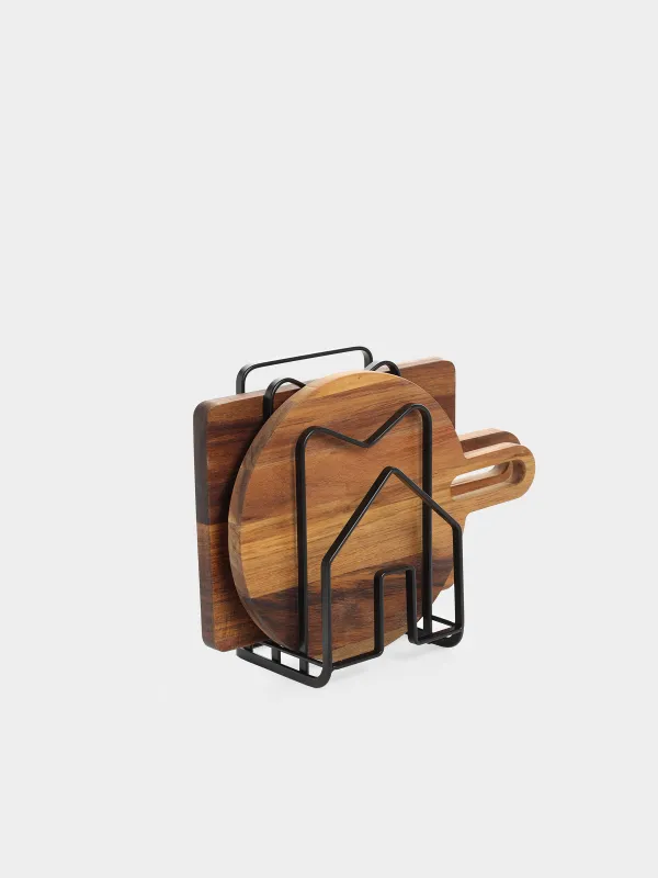Stand organizer for cutting boards and lids, 21x12 cm, 3 otd, metal, black, House, Twist black, image-2
