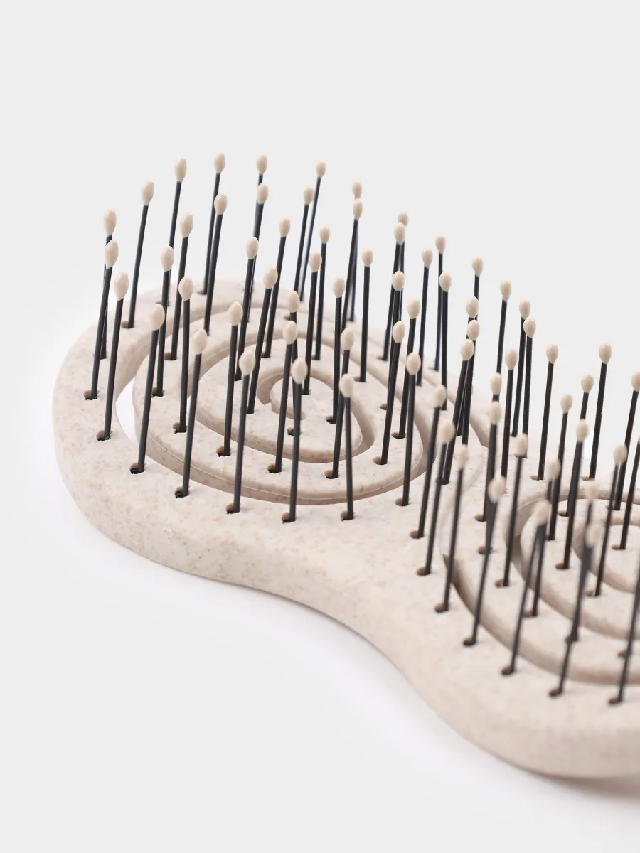 Hair massage comb, 9 cm, travel, vegetable fiber / plastic, beige, Zipo, image-4