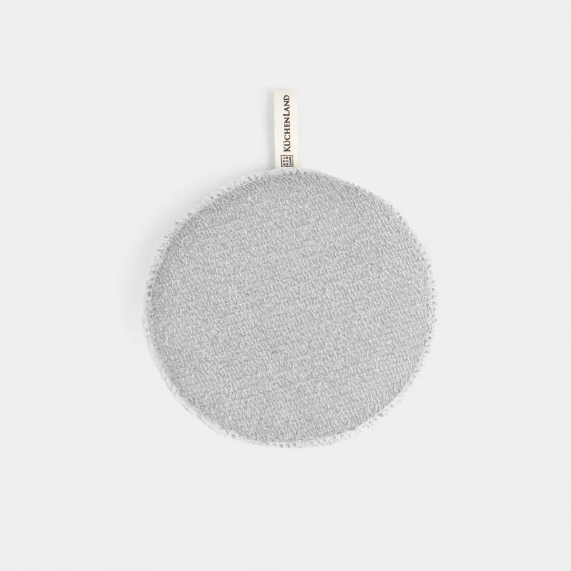 Face and body washcloth, 13 cm, with holder, nylon / cotton, grey, Unique spa