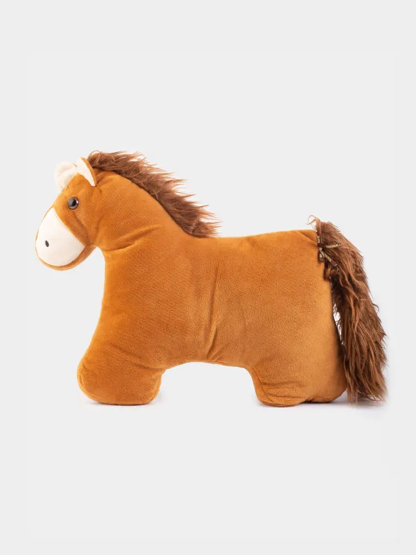 Decorative pillow, 38x32 cm, plush, brown, Horse, Horse cute, image-0