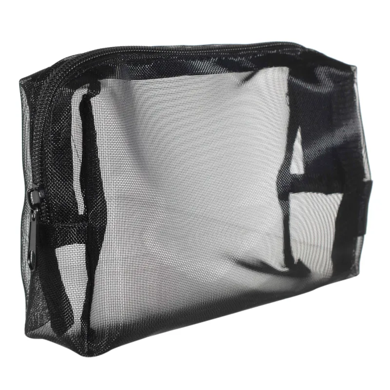 Cosmetic bag, 18x12 cm, Polyester, black, Mesh, Easy Travel, image-1