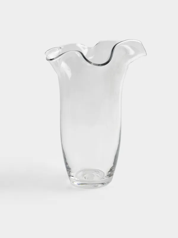 Flower vase, 30 cm, Glass, Wavy edges, Clear wave, image-0