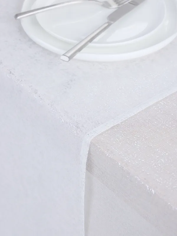Table runner, 40x160 cm, polyester, white, Silver spray, Heaven silver, image-4