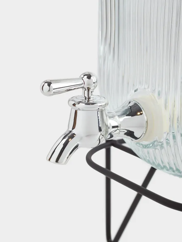 Beverage dispenser, 4 L, on stand, glass R / metal, black, Ribby, image-3