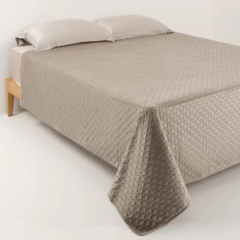 Bedspread, 240x260 cm, quilted, velvet/microfiber, grey-brown, Lavender, Stitch velvet