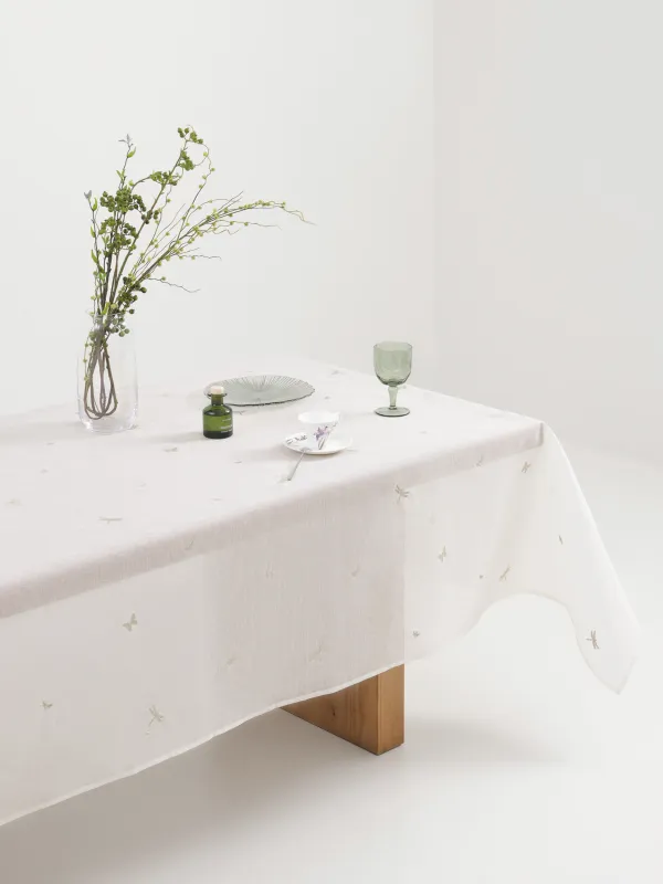 Tablecloth, 160x160 cm, polyester, white, Butterflies and dragonflies, Winged, image-4
