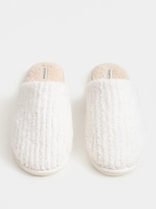 Women's slippers, homewear, size 36-37, polyester, beige, Plush font, image-2