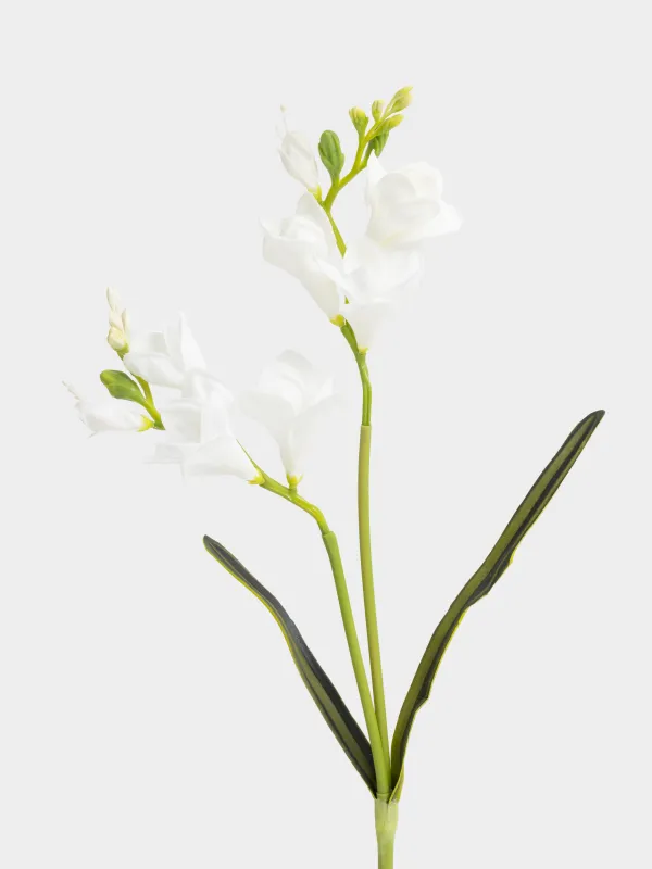 Decorative branch, 75 cm, polyurethane, White freesia, Flower garden, image-1