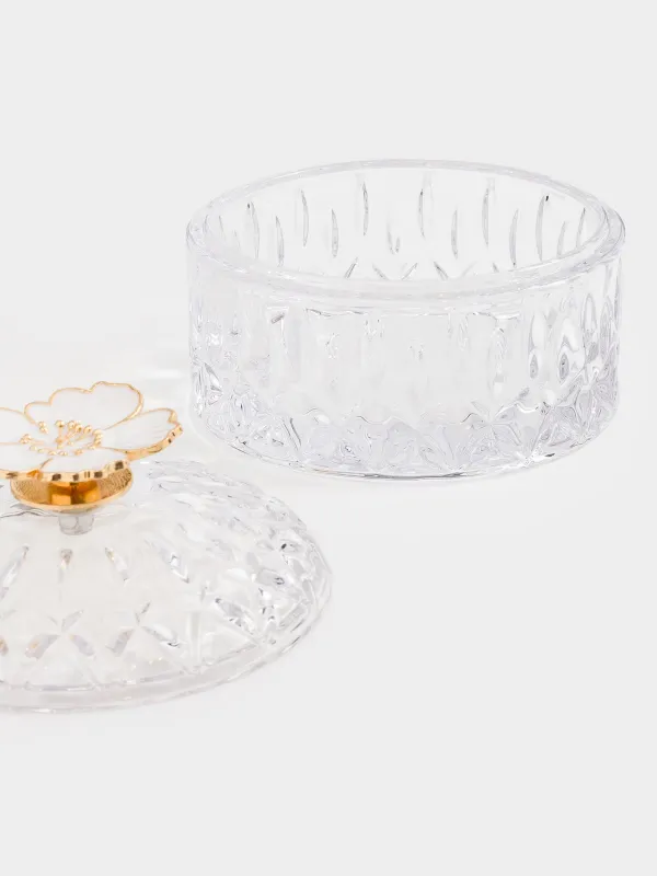 Storage container, 10x8 cm, ml, glass R / metal, Flower, Naiad, image-2