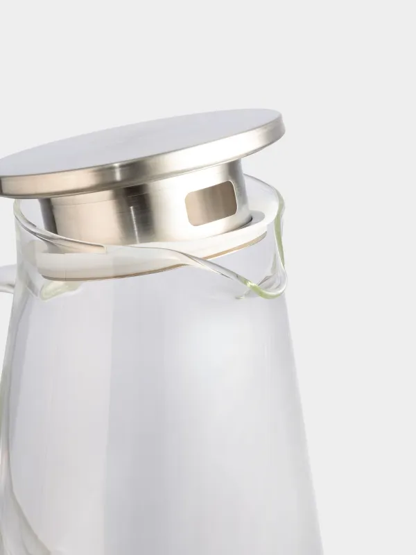 Jug, 1,7 l, with filter cover, glass B / steel, Clear, image-4