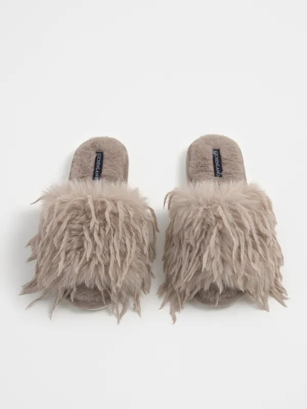 Women's slippers, homewear, size 36-37, faux fur, brown, Downy, image-3