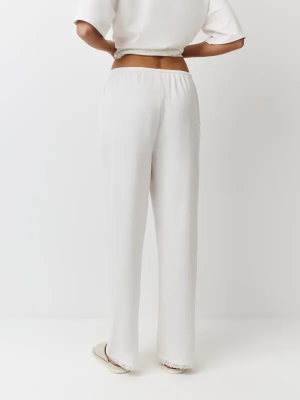 Women's trousers, homewear, size L, cotton, blue, Mirandea, image-3