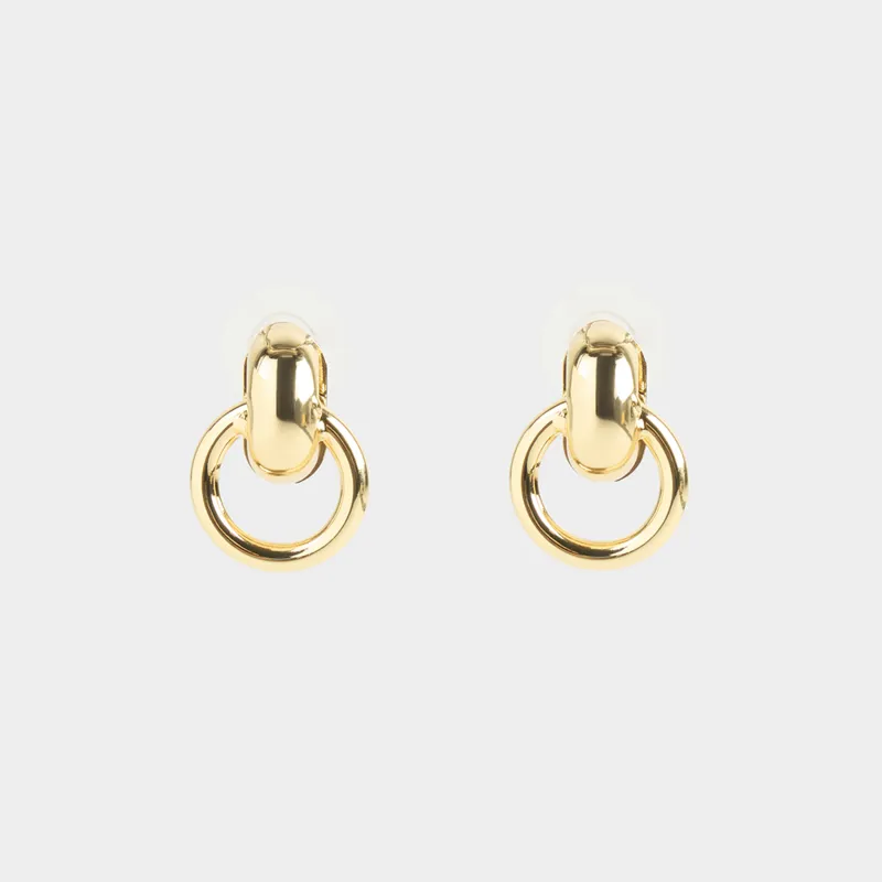 Stud earrings, 2 cm, 2 pcs, metal, gold, Jewelry