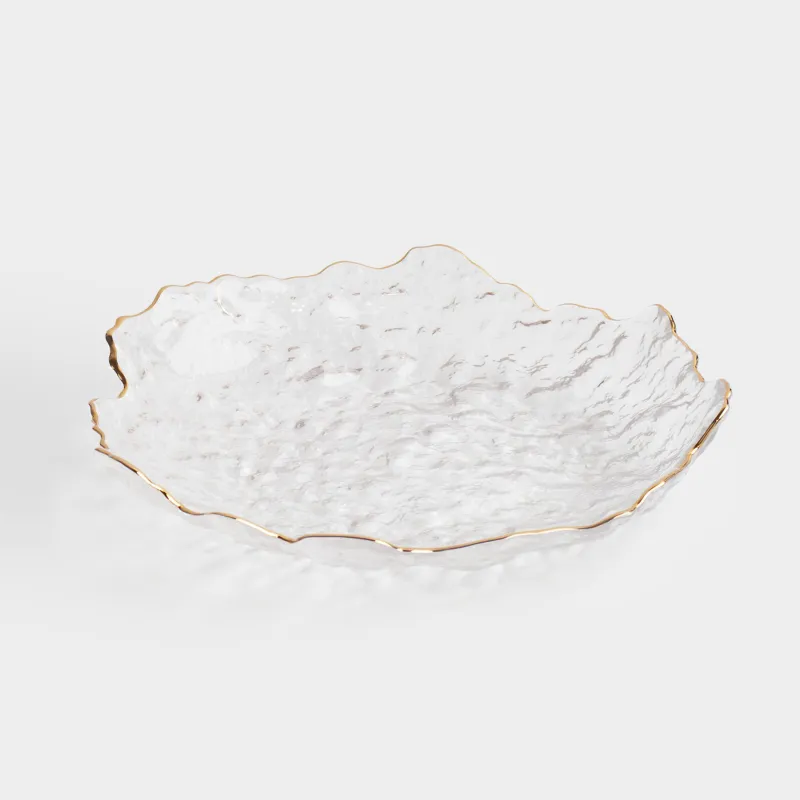 Dish, 25 cm, glass, with golden edging, Nautilus gold